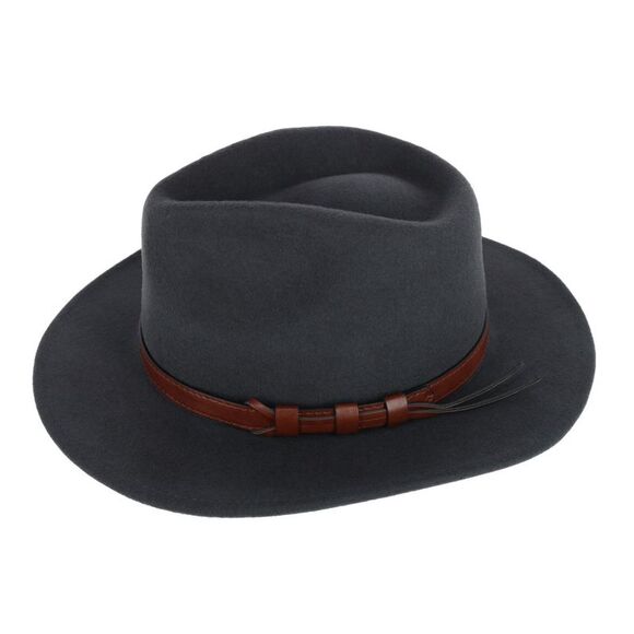 Kenny K Unisex Australian Wool Fedora with Leather Hatband - Picture 3 of 4